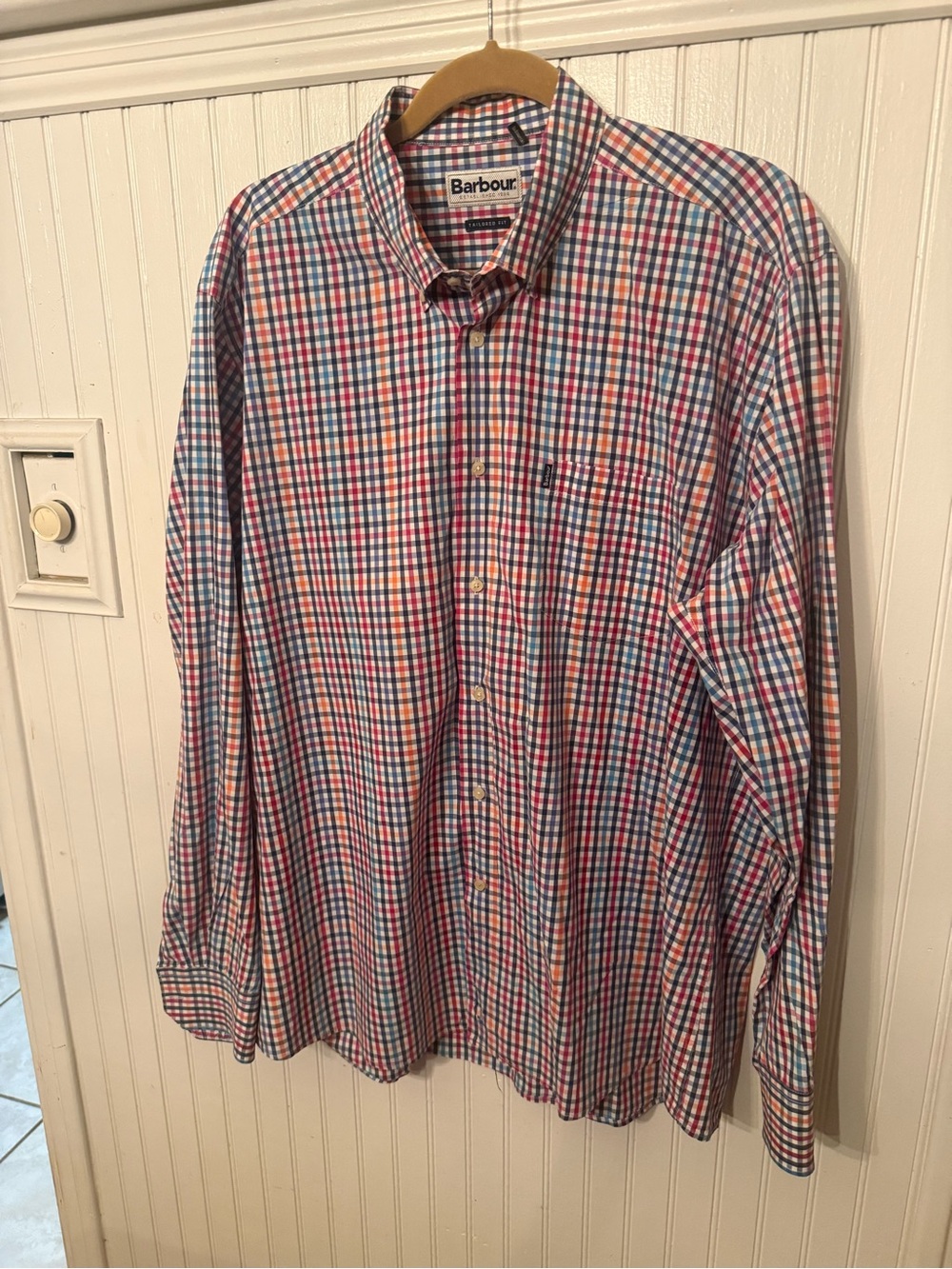 Barbour XL Plaid Tailored Button up Flawed